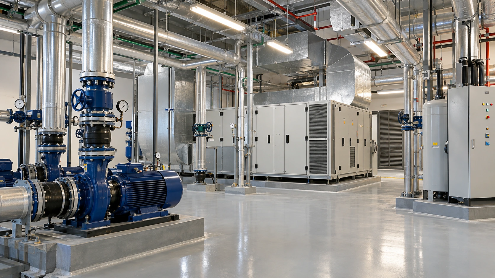 Clean commercial building mechanical plant room