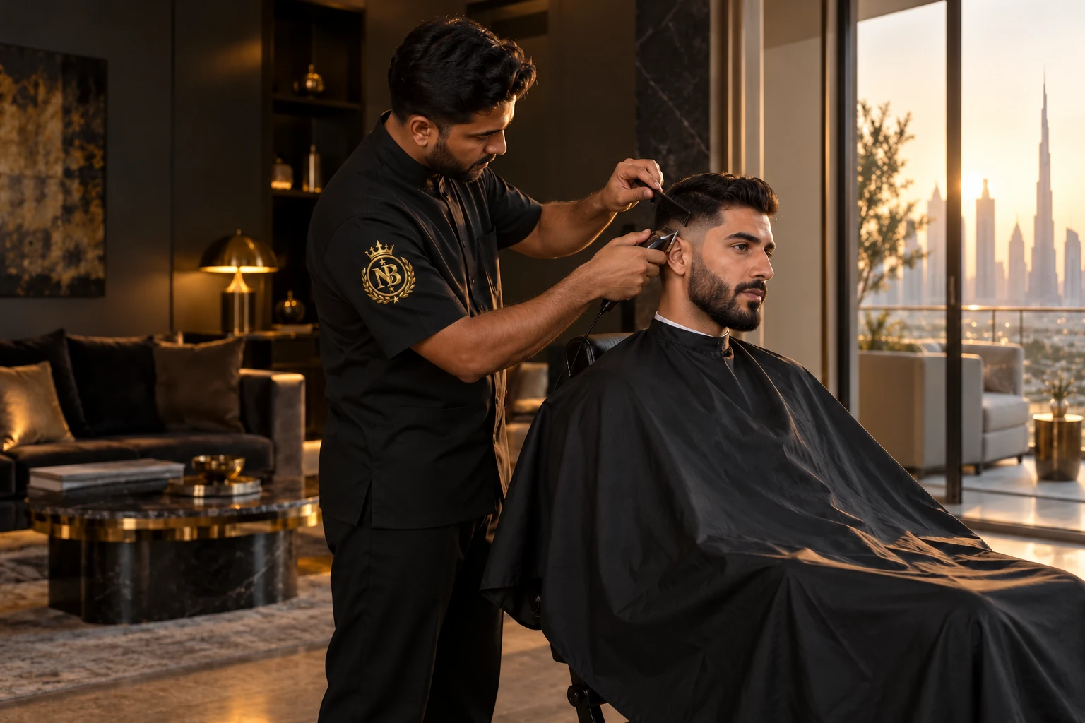 Haircut delivered in a home setting
